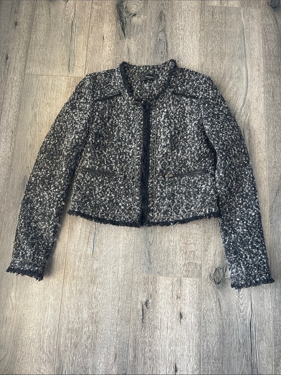 Mango Jackets & Blazers - Mango Black and White Tweed Cropped Jacket